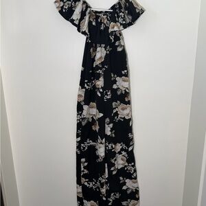 Floral Black Girls Wide Leg Jumpsuit